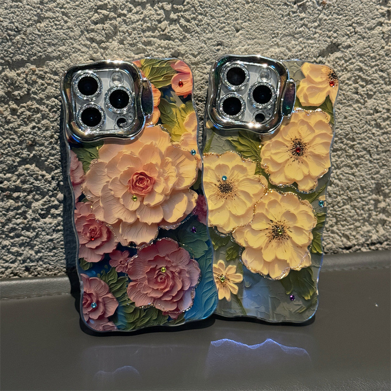Blu-ray Point Diamond Flower 16ProMax Soporte de lente iphone15 para Apple 14 funda para teléfono móvil 13 hembra 15PM