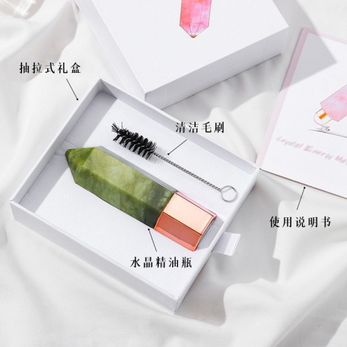 Amazon Natural Purple Pink White Crystal Energy Crystal Column Facial Point Massager Gemstone Roller Essential Oil Bottle