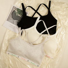 內衣女純棉發育期中學生少女裹胸運動防震顯小胸U型抹胸背心文胸