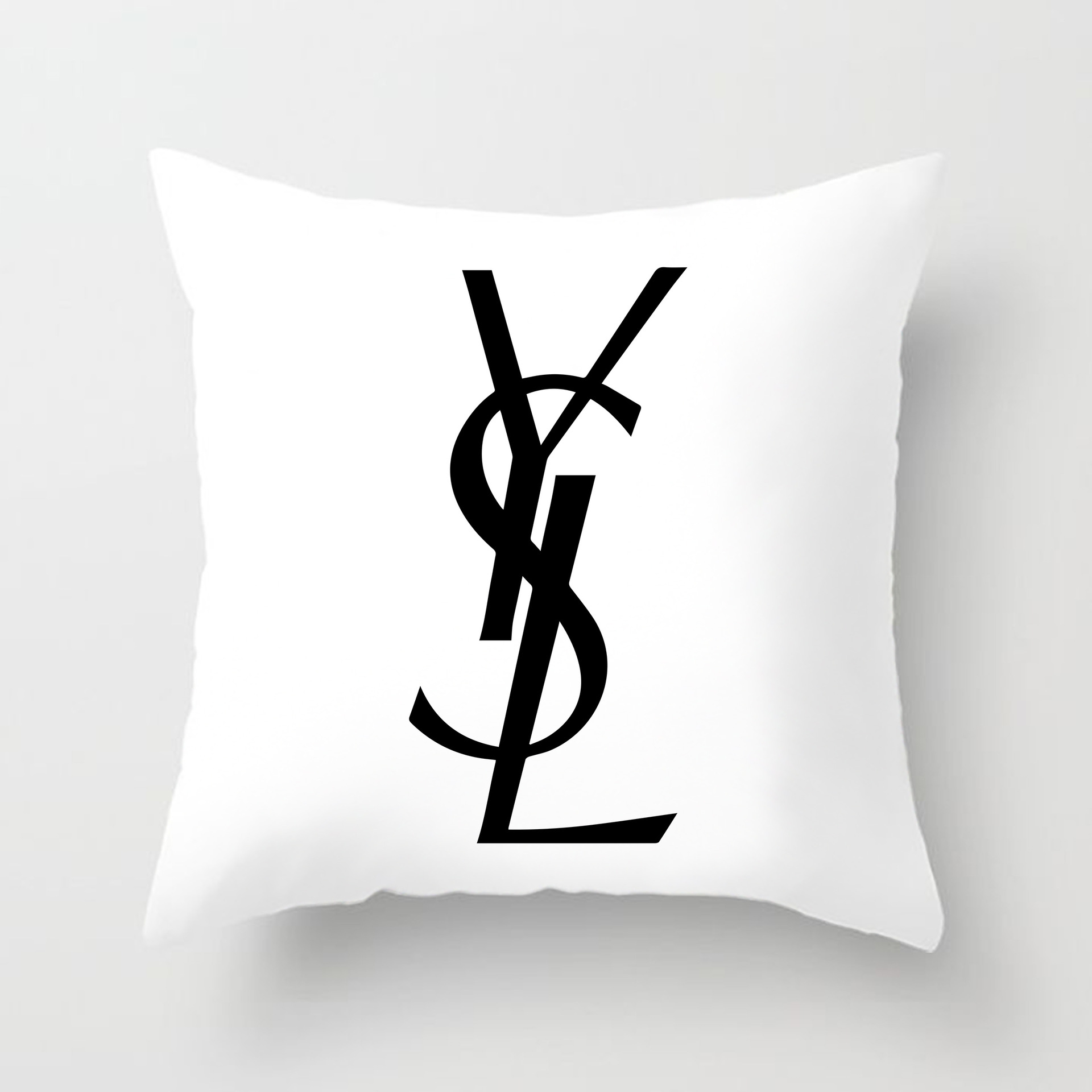 Cross-border AliExpress logo de marca europea y americana logo estilo de lujo ligero estilo cuadrado moda sala de estar sofá funda de almohada de felpa corta