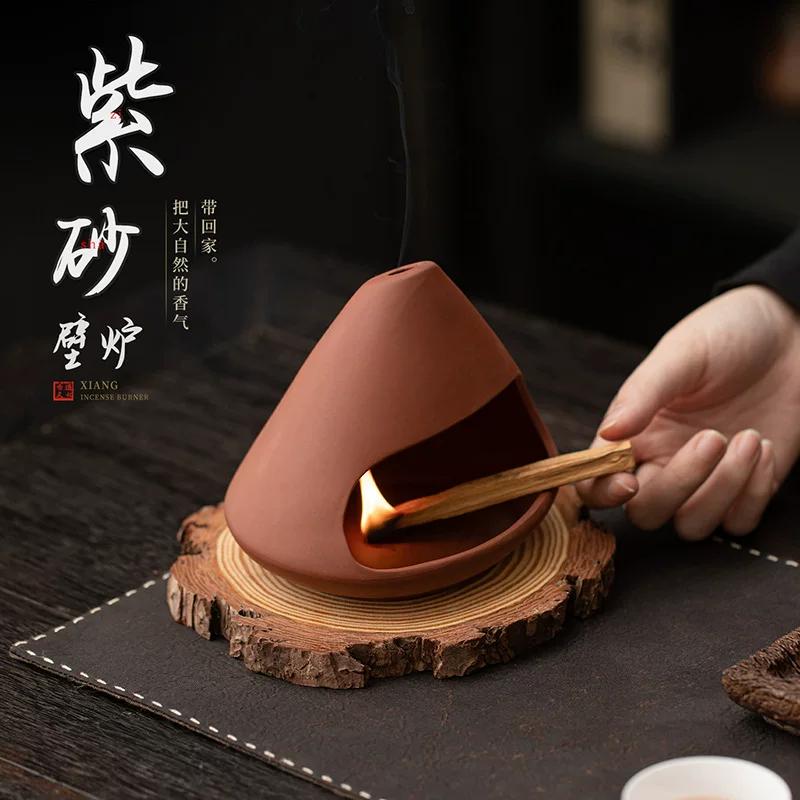 Камин для благовоний из фиолетового песка держатель palo santo подставка для подноса для сжигания шалфея санитарная деревянная печь для благовоний