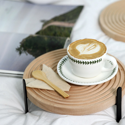 圆形榉木水波纹砧板 下午茶点心架 拍照道具托盘 美食摄影背景板|ms