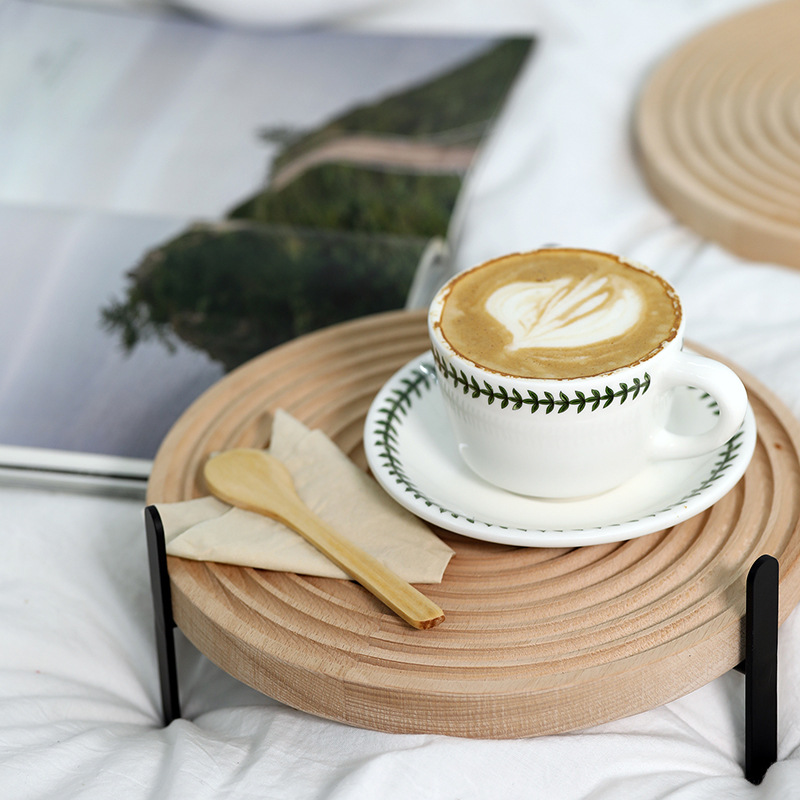 圆形榉木水波纹砧板 下午茶点心架 拍照道具托盘 美食摄影背景板|ms