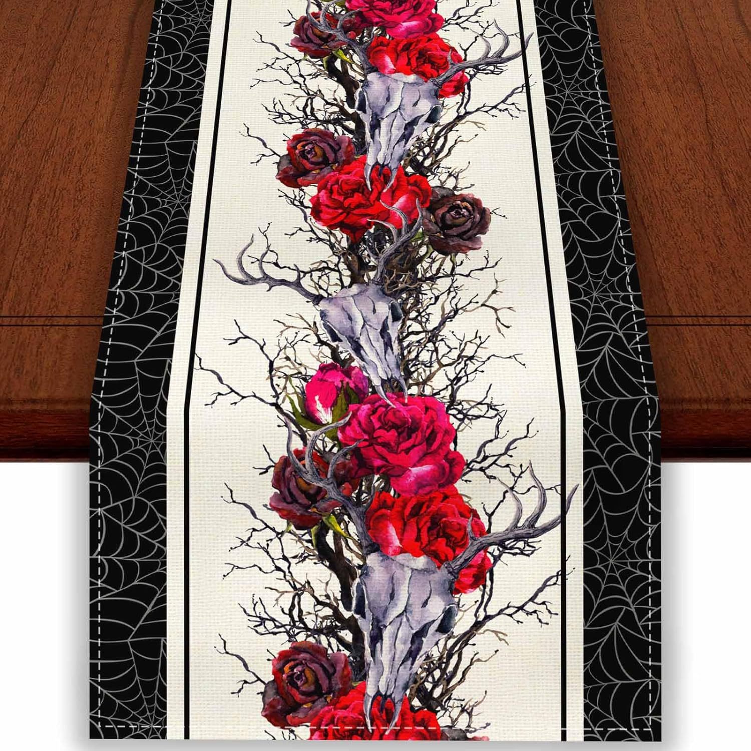Transfronterizo 2024 Amazon nuevo Halloween Navidad terror lino tabla bandera tabla de comedor tabla bandera de té image 15