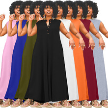 77560 跨境专供亚马逊国际站欧美大码女装时尚休闲纽扣连体裤肥婆