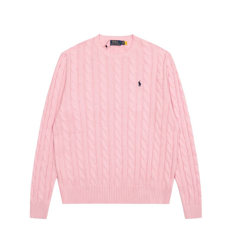 跨境拉夫劳伦Ralph Lauren圆领纯色小马刺绣logo麻花针织毛衣|undefined