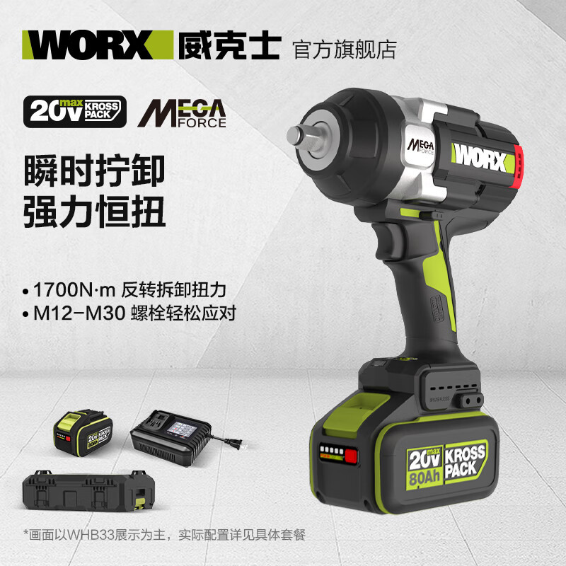 WIX 20V1300Nm Llave de impacto de litio sin escobillas de alto par WHB33.9