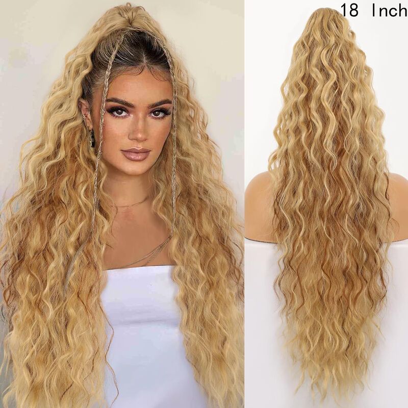 Xuchang ウィッグ Yuanyang 18inch ポニーテールウィッグ女性用ウールカーリーロングカーリーヘアコーンパーマウォーターリップルポニーテールウィッグ女性用|undefined
