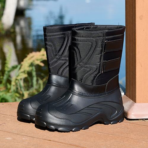 Men's Snow Boots with Fleece Lining, Warm and New Cotton Shoes, Thick Fishing Boots with EVA Waterproof Snow Snow Boots