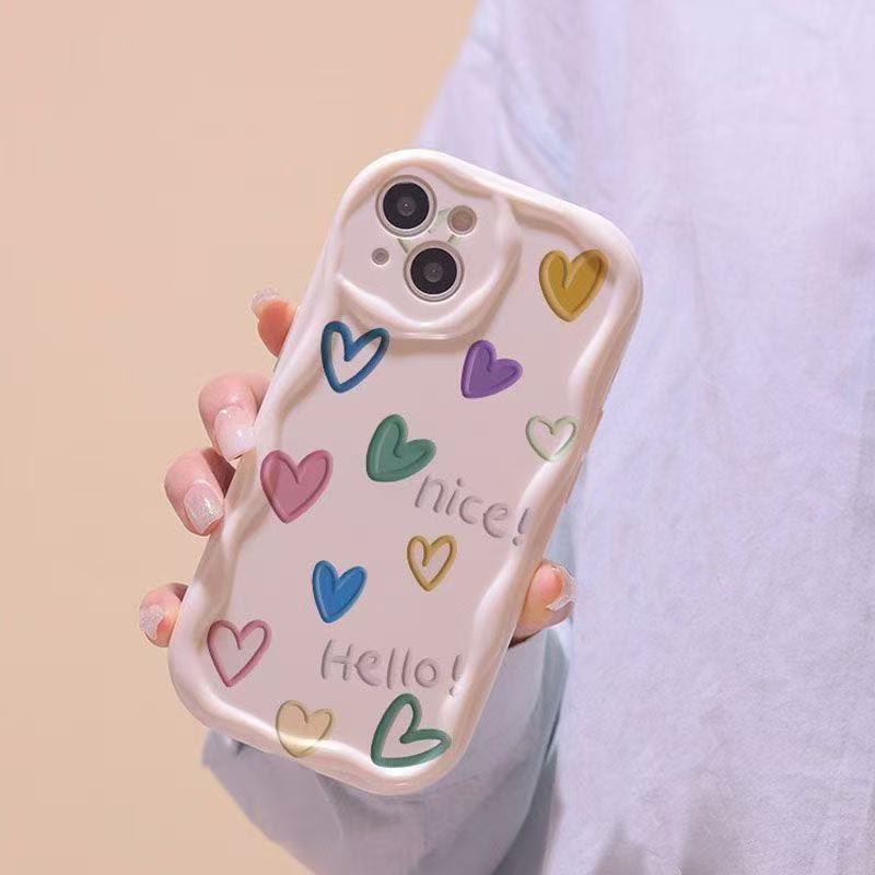 El amor estilo ins se aplica a la carcasa del teléfono móvil iphone15promax transfronterizo 11 Apple 16/14pro Japón y Corea 13/12