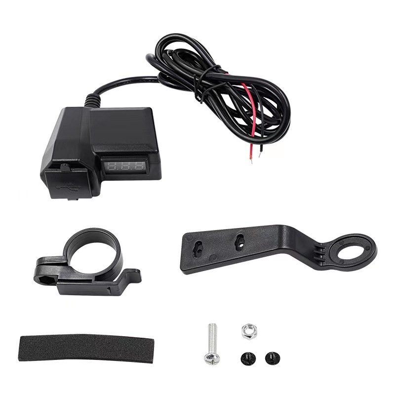 Cargador de teléfono de coche multifunción de motocicleta 12V con medidor de pantalla de voltaje 3.1A dual USB con encendedor de cigarrillos