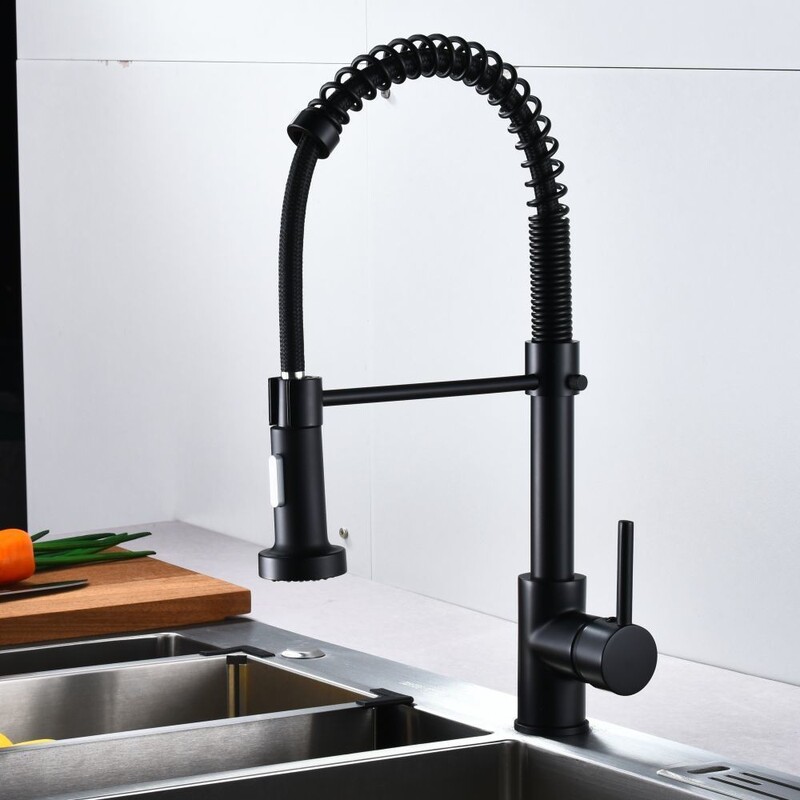 Brass Black Spring faucet manufacturer kitchen sink faucet vegetable basin hot and cold water faucet cross-border products for sale