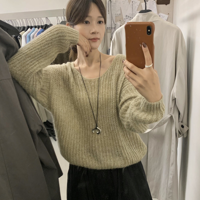 miss密思家2025秋季新款韩系慵懒风镂空套头毛衣女宽松显瘦针织衫|undefined
