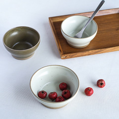 Wide-Mouth 5.5-inch Woodland Japanese Retro Style Ceramic Bowl - Personal Rice Bowl / Soup Bowl for Home Use