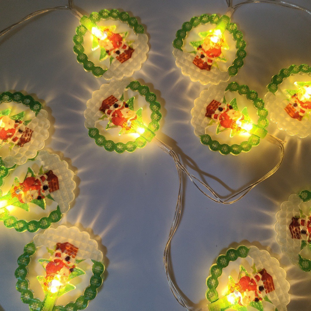 Papá Noel muñeco de nieve luces decorativas colgantes de Navidad colgantes pintados led string de luces diseño de la escena de la tienda