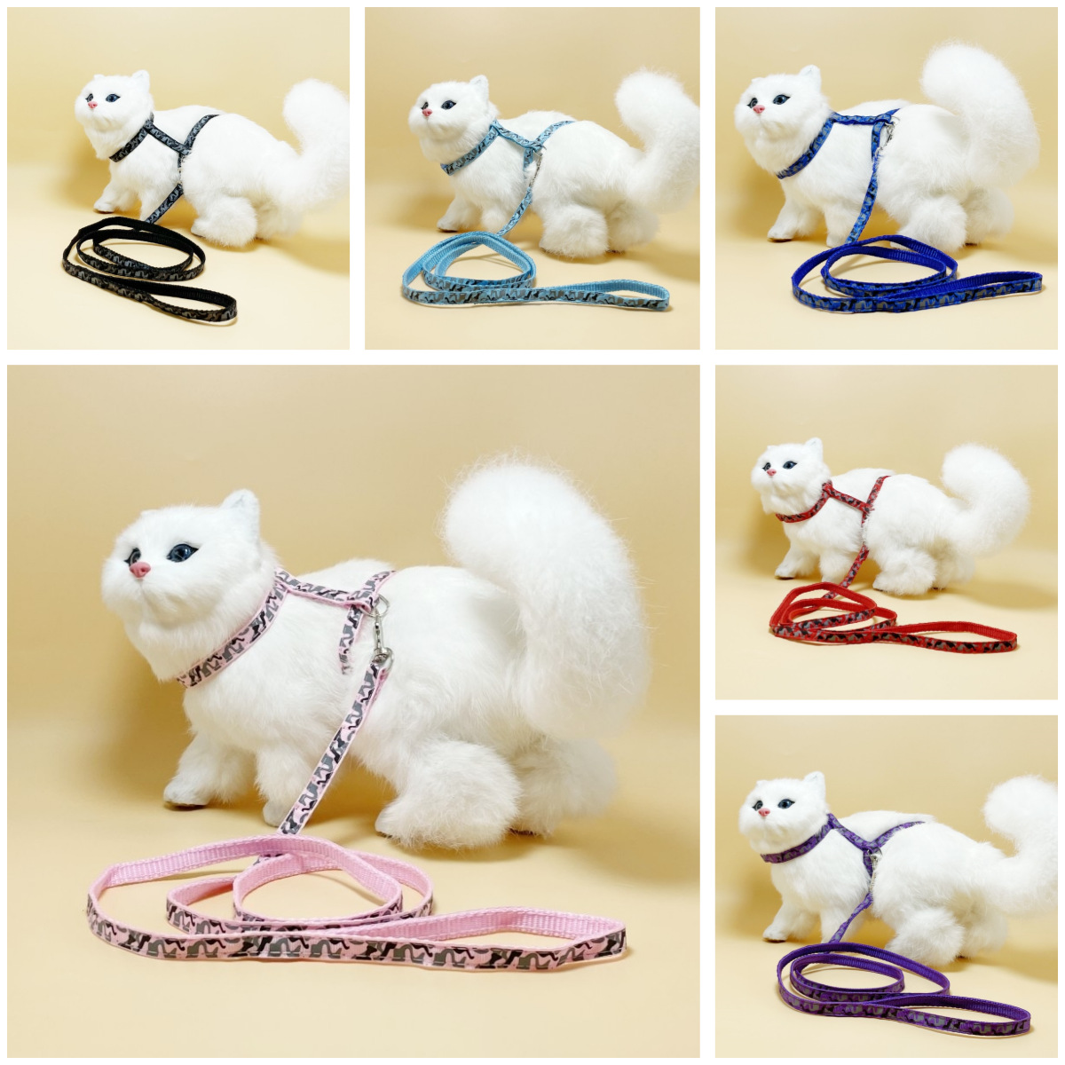 Kettingkattentouw met I-vormige print, anti-ontsnappingsriem voor huisdieren_voghion.com
