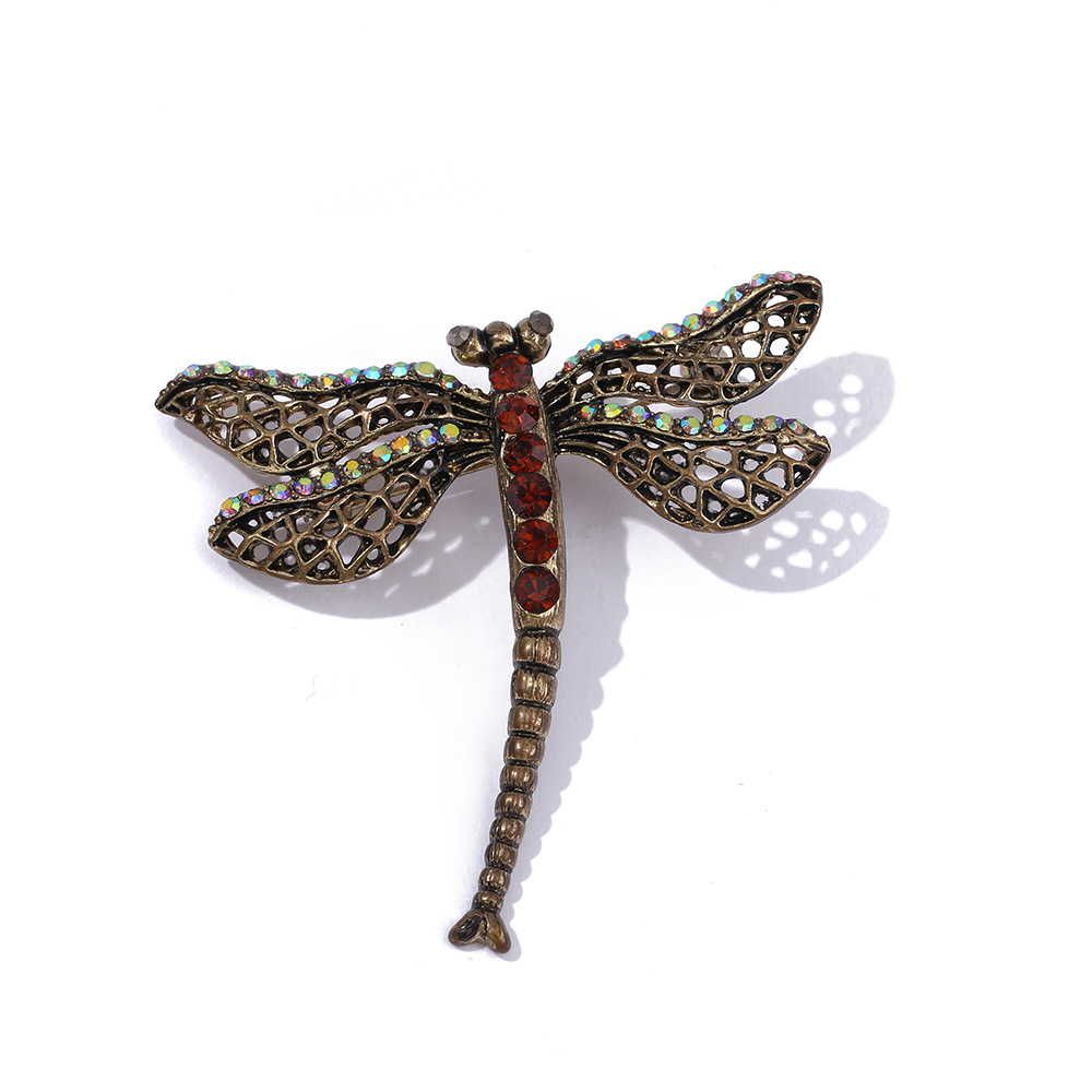 Brooches Classification Retro Pin Dragonfly Alloy Enamel Inlay Zircon Women'S Brooches