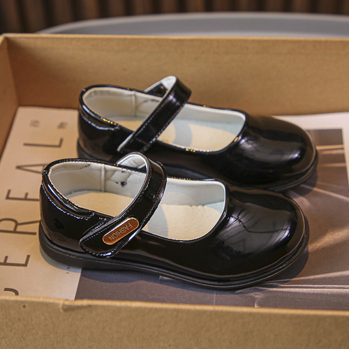 Girls' black leather shoes, soft-soled princess shoes, middle-aged and older students, children's leather shoes, casual performance shoes, women's shoes