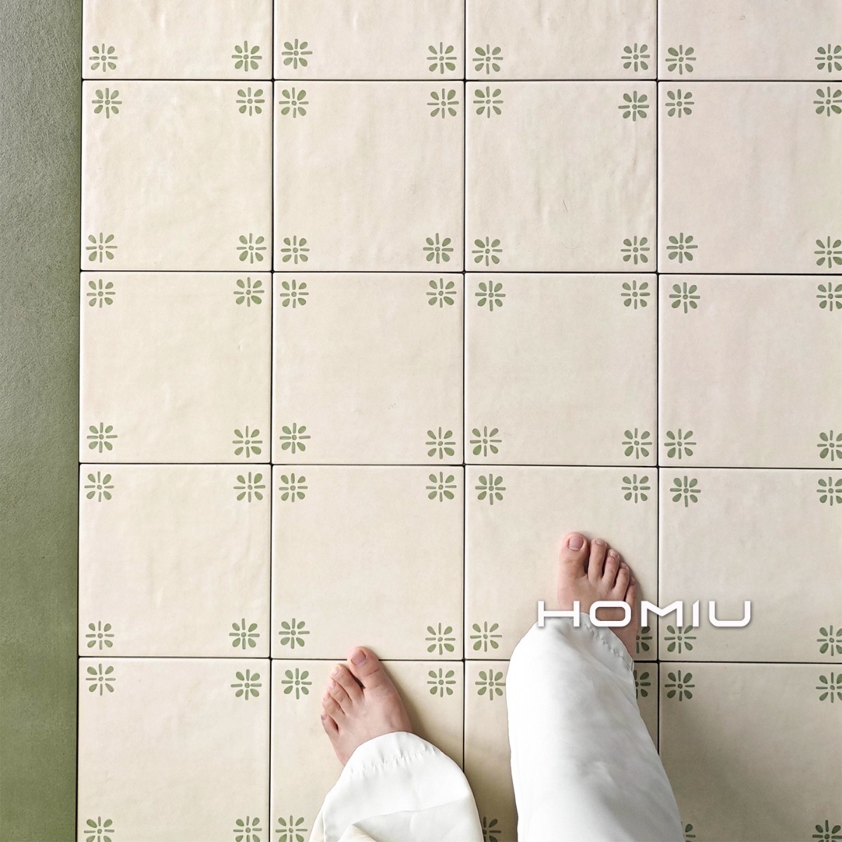 法式奶油风卫生间瓷砖厨房阳台玄关小花砖绿色砖餐饮店民宿工装砖