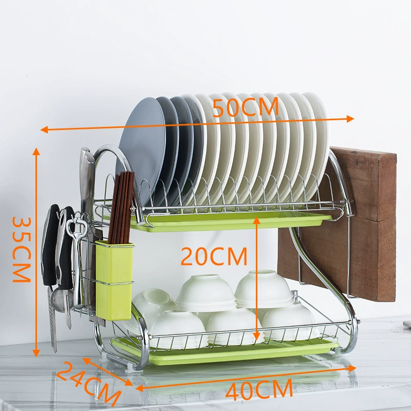 Kitchen storage rack floor-mounted multi-layer storage drainage dish rack double-layer bowl tableware storage bowl rack reality
