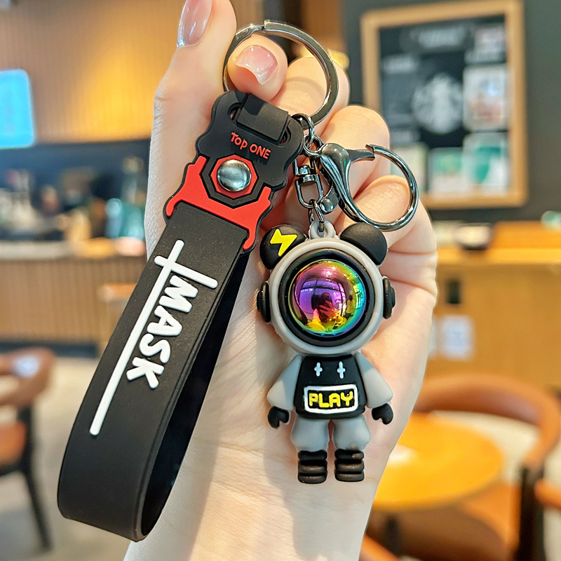 Nuevo astronauta cielo estrellado conejo llavero pvc llavero de goma suave bolsa de pareja colgante de muñeca tridimensional al por mayor