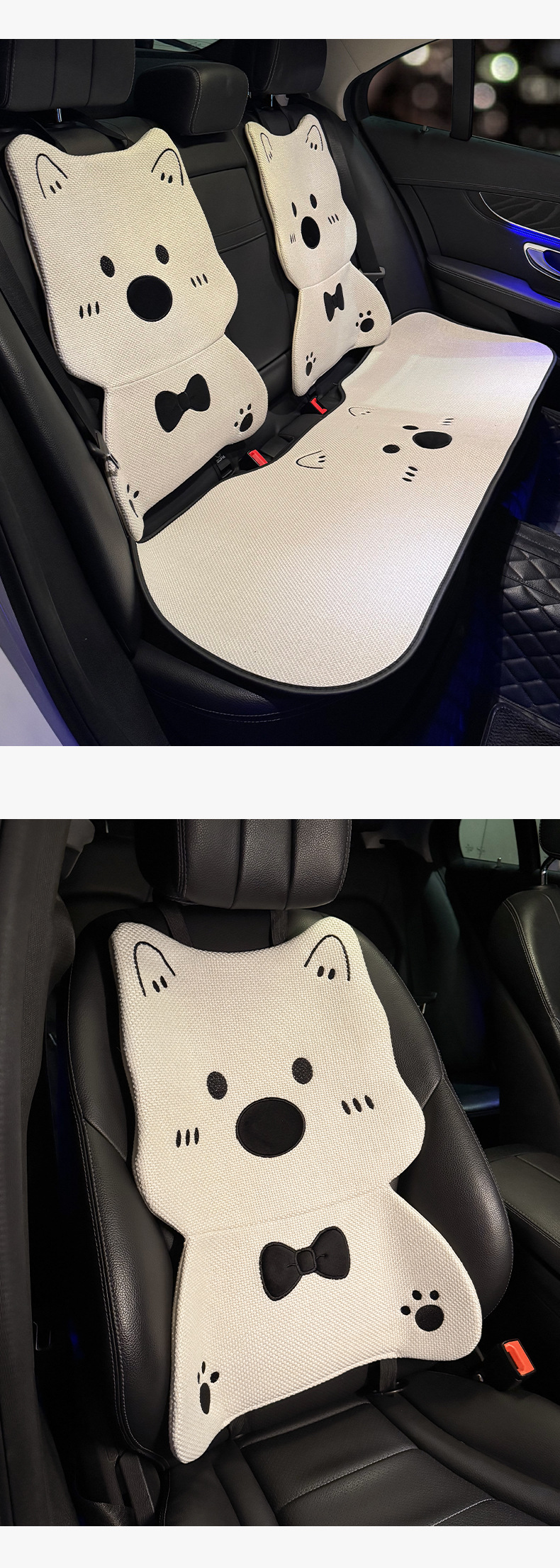 Linen Car Seat Cushion, Suitable for All Seasons, Cute Cartoon Dog Design for Women, Summer Cooling Pad, Suitable for Geely Xinyuan Seat Cover