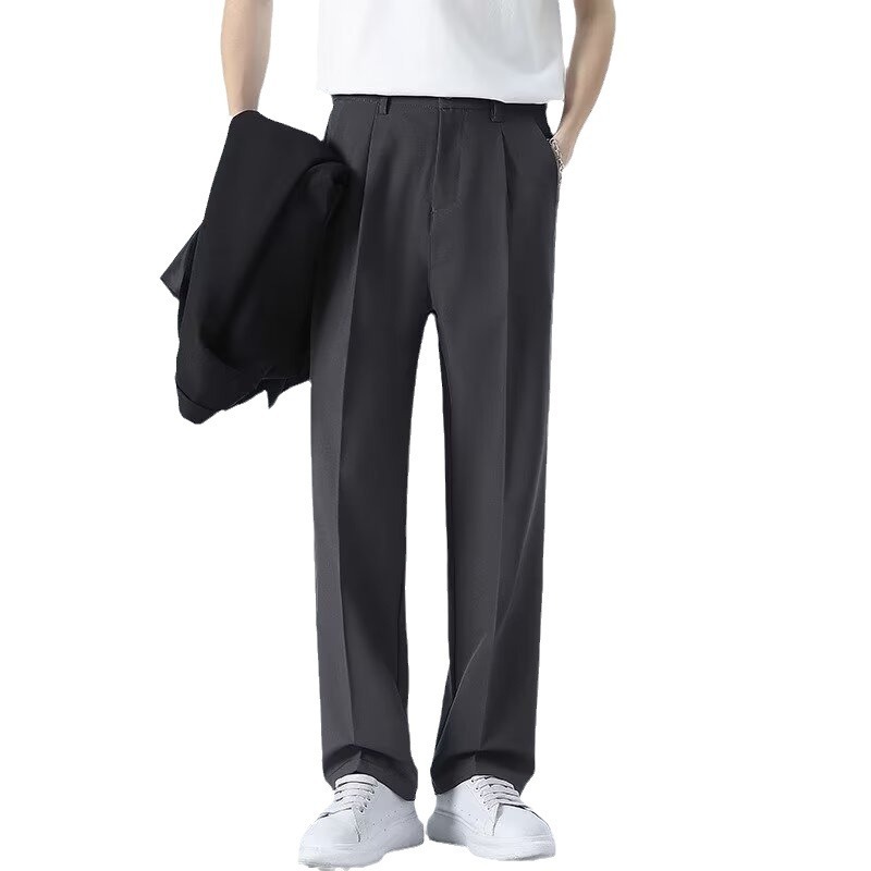 Pantalones casuales coreanos para hombres de verano delgados hielo delgado pantalones recto delgados pantalones profesionales formales sueltos pantalones largos