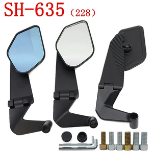 Sh-635 qatlana bilən universal motosiklet arxa görünüş güzgüsü, HD alüminium ərintisi braket aksesuarları