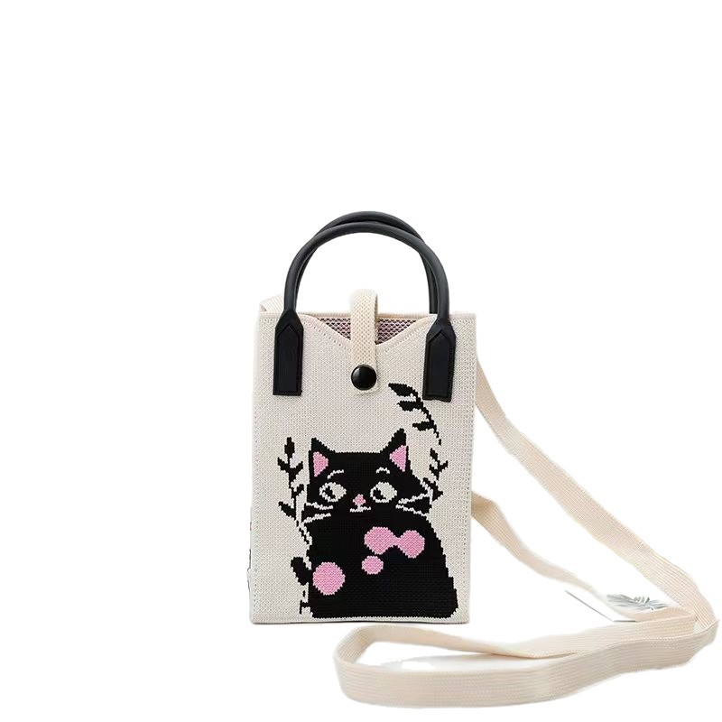 2026 nuevo bolso de tejido de dopamina para teléfonos móviles caricatura lindo bolso de mochila de estudiantes universal bolso de mano lindo
