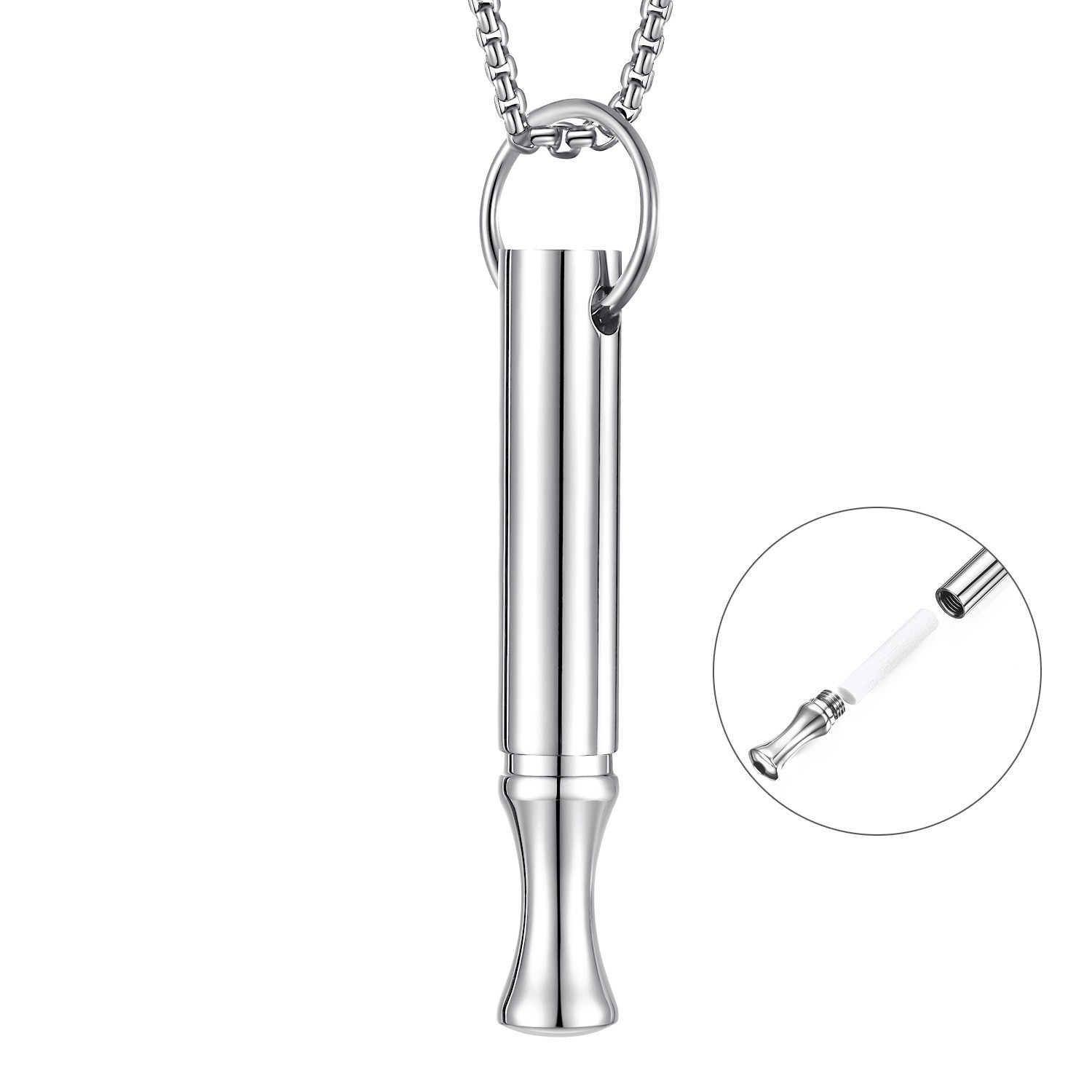 Europeo y americano titanio acero no desvanecimiento ins viento descompresión silbato collar nicho transfronterizo ajustable aliento colgante joyería al por mayor image 38