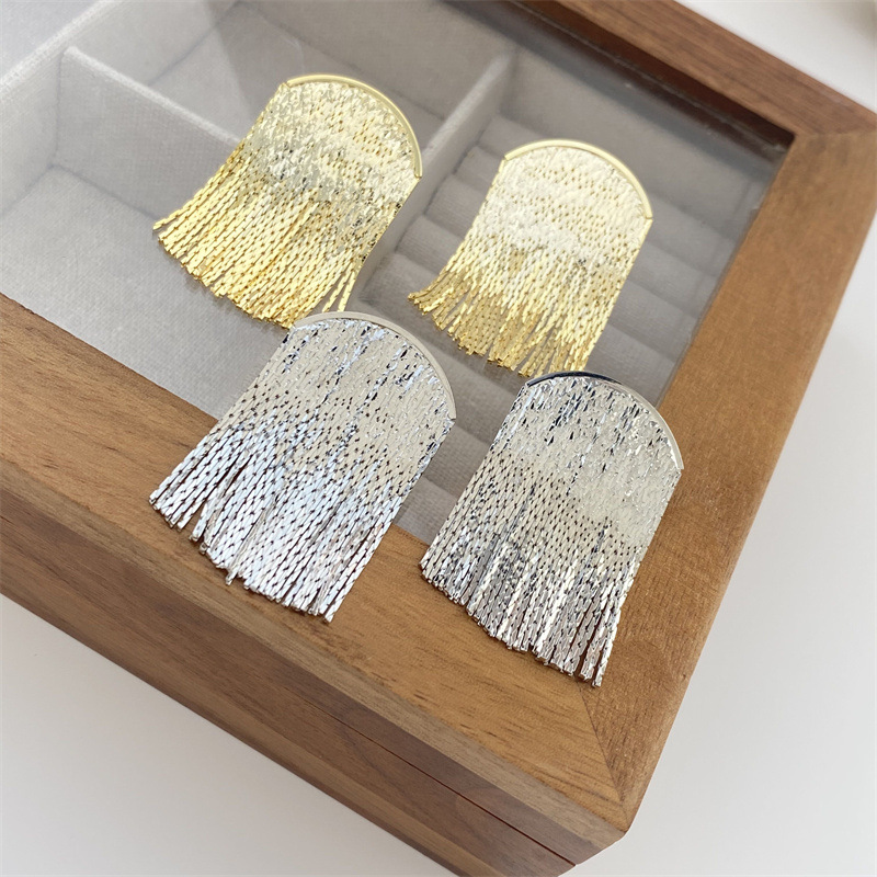 Fashion Solid Color Copper Tassel Plating Drop Earrings 1 Pair