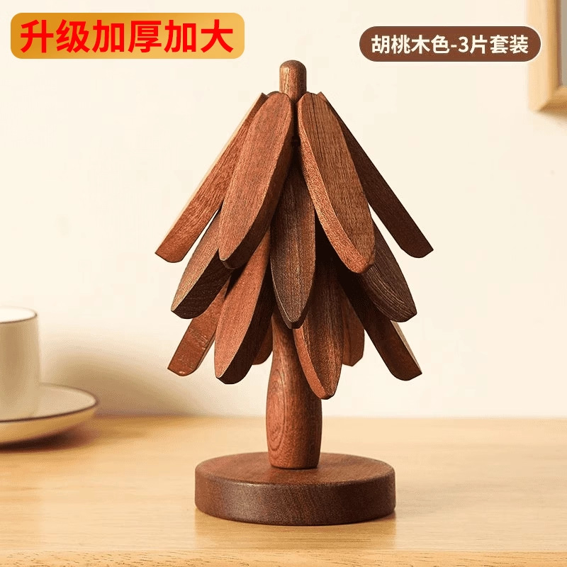 Decoración de mesa de comedor de madera sólida un árbol de alto valor de superficie almohadilla aislante de árbol pequeño almohadilla aislante de árbol plegable creativo árbol de platos de comedor