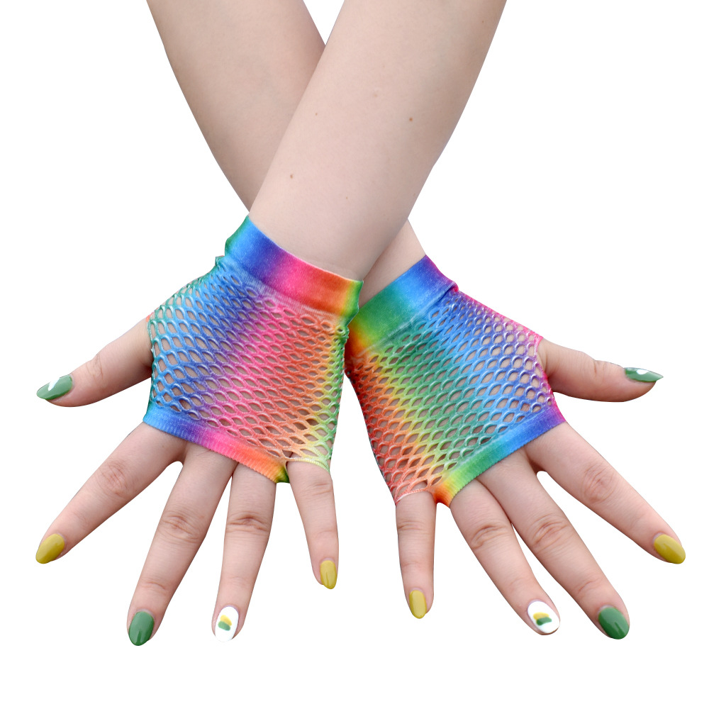 Women's Hip-hop Colorful Nylon Gloves 1 Pair display picture 4