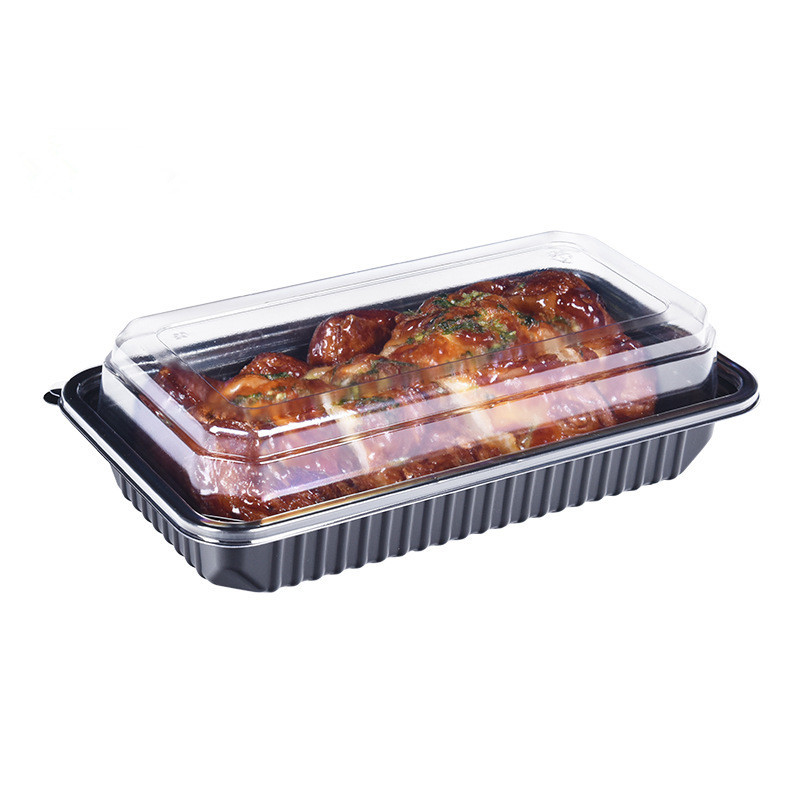 新款烘焙包装盒密封塑料长方形盒甜甜圈蛋糕卷糕点面包打包盒厂家