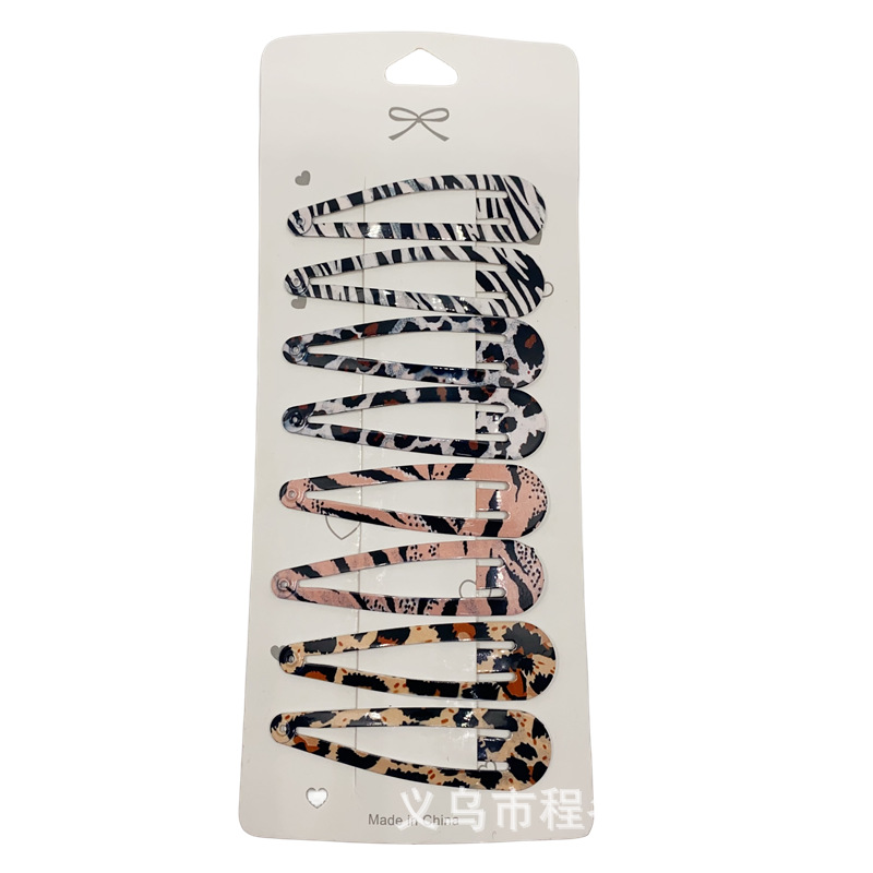 Pinzas de metal con estampado animal (leopardo/cebra) – estilo retro y trendy