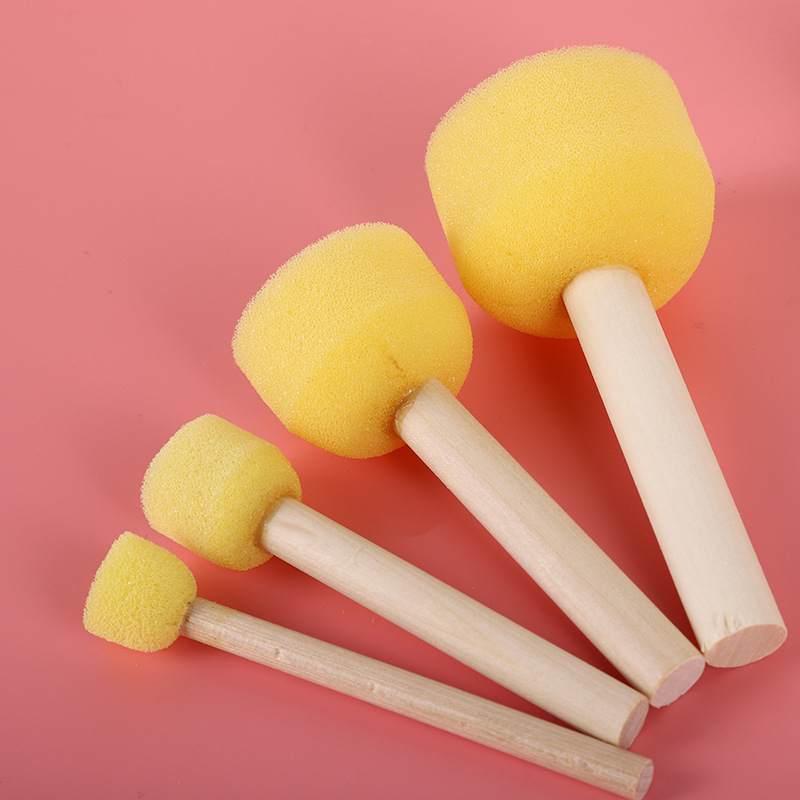 Seta transfronteriza esponja cabeza pintura cepillo registro manejar niños educación temprana graffiti esponja sello fabricante en stock