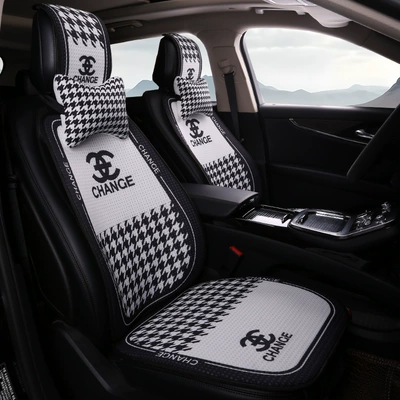 Seat Cushion, Half-Wrapped Waist-Cushion, Summer Cooling Seat cushion, seat cover - baixiaoxiangfeng-2-seat-cushions-for-the-driver-and-passenger-2-back-cushions-2-neck-pillows-honeycomb