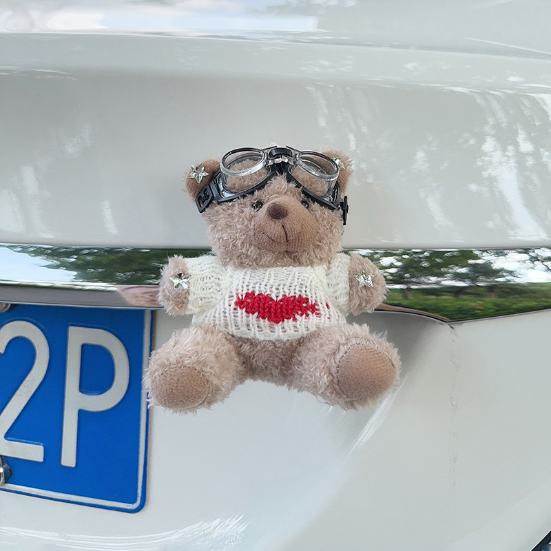 Colgante de cola de automóvil lindo peluche oso muñeca muñeca baúl de automóvil decoración de decoración de motocicleta eléctrica