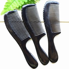 Large Black Water Buffalo Horn Round Handle Comb Wholesale Yellow Buffalo Horn Comb Yak Horn Comb Massage Comb Best Selling