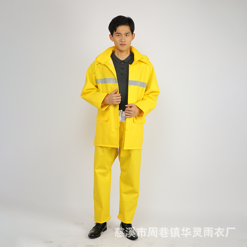 Split-Type Raincoat Set for Delivery and Cycling, Single-Person Heavy Rain Protection, Meituan Yellow Knitted Fabric Reflective Rainwear Split-Type Raincoat Set for Delivery and Cycling, Single-Person Heavy Rain Protection, Meituan Yellow Knitted Fabric Reflective Rainwear
