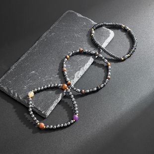 Cross-Border Hot-Selling Popular Yoga Magnet Anklet Natural Stone Black Gallstone Anklet Niche High-End Jewelry Light Luxury Style