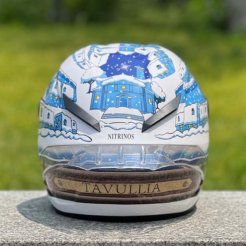 Motorcycle Helmet Personalized Snow House Style with Extended Spoiler