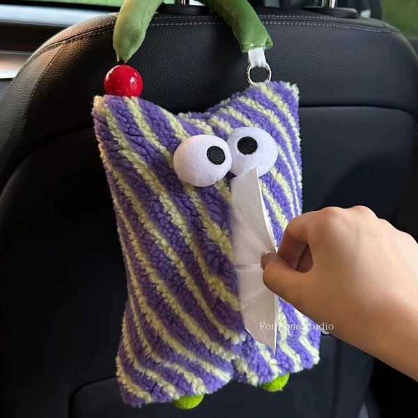 Purple striped tissue bag