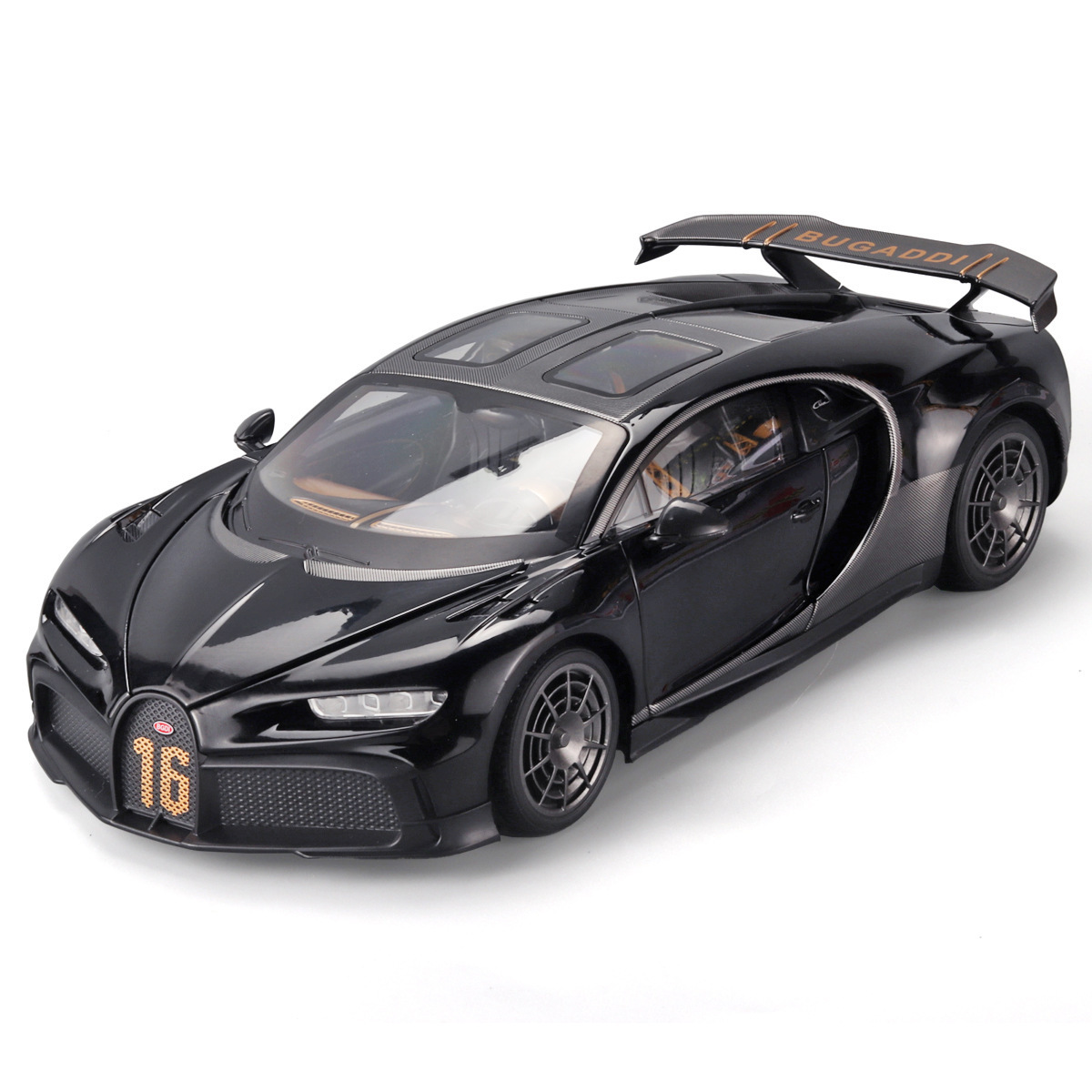 Modelo de coche de aleación Mamba negro 1:18 Bugatti Kailong coche deportivo iluminación efecto de sonido juguete modelo de coche decoración colección
