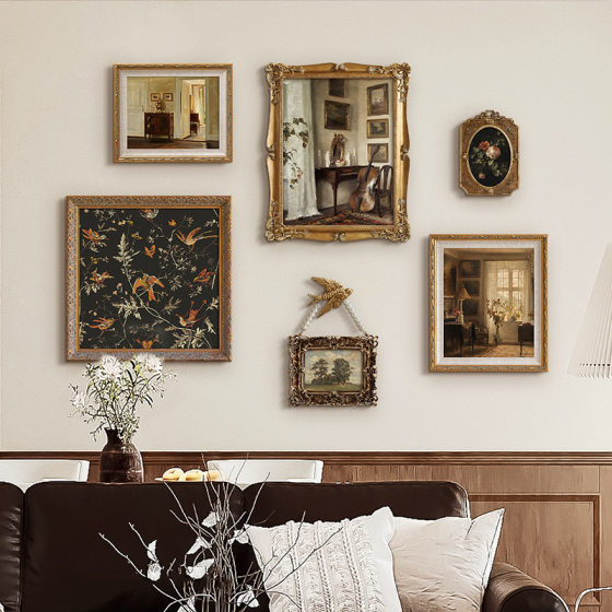 French Niche Art Antique Hanging Painting European Retro Living Room Background Wall Decorative Painting Restaurant Entrance Murals