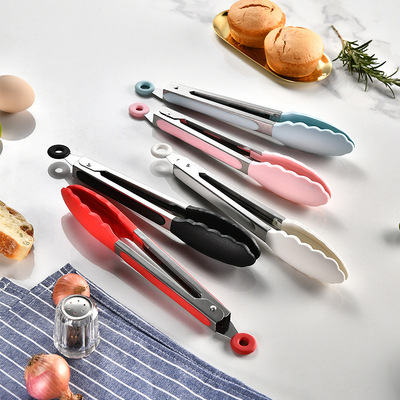 9寸12寸户外烧烤夹子防烫硅胶食物夹面包夹食品夹耐温烤肉夹子