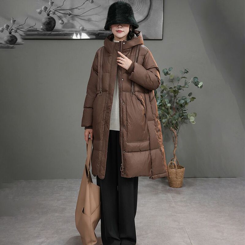 Big Sale down Jacket Women's Thickeneded Winter Large Size Loose Duck down Casual Korean Style Long Hooded Warm New Jacket