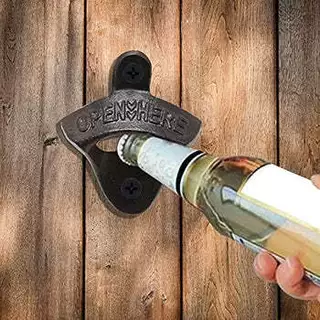 跨境啤酒盖铸铁开瓶器啤酒瓶壁挂起子墙壁开瓶起墙上开瓶器