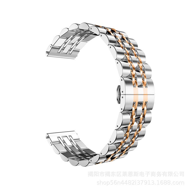 Adecuado para Samsung Galaxy watt4 Huawei GT3 reloj inteligente Correa siete cuentas de acero inoxidable metal Apple Correa