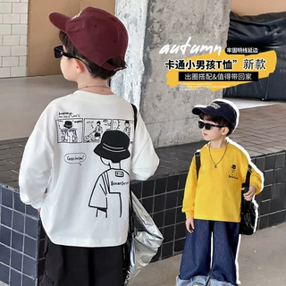 男童秋季长袖T恤2025春秋装新款小儿童百搭休闲套头衫宝宝衣服潮